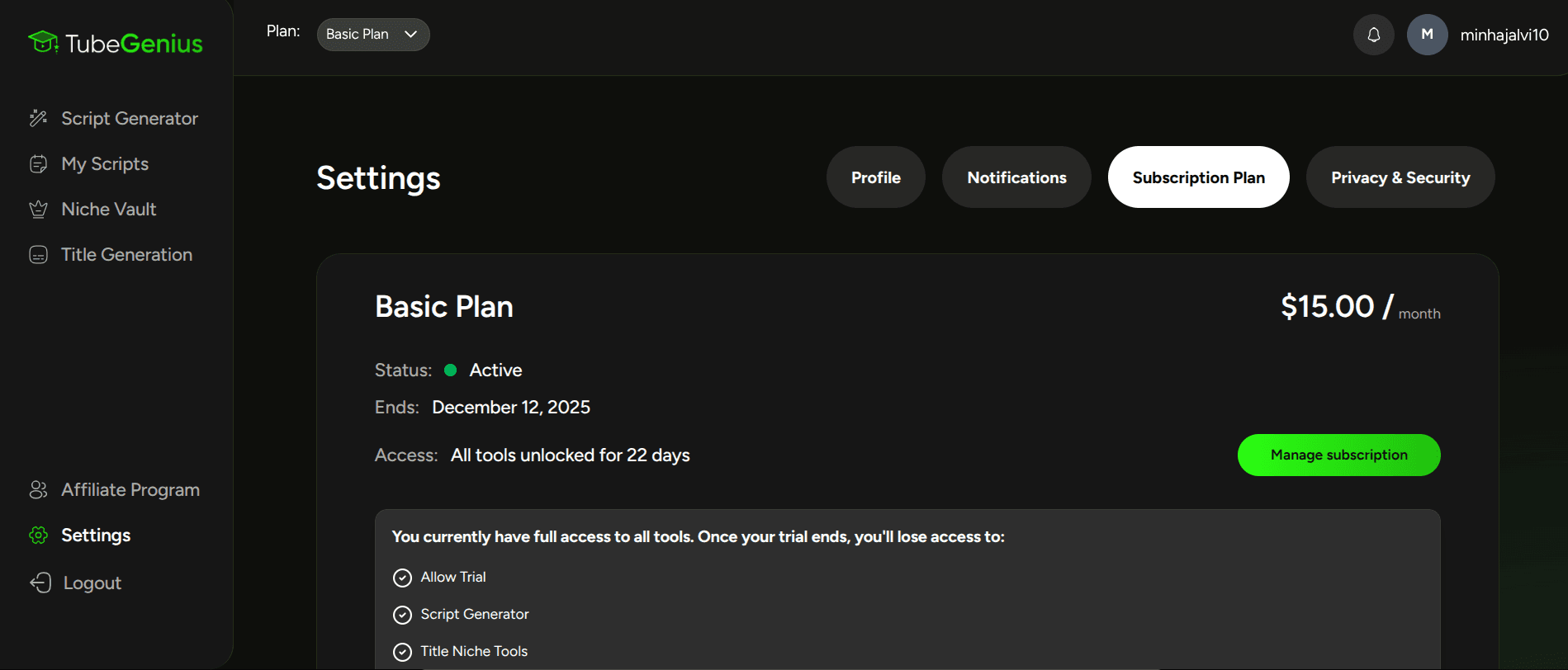 TubeGenius - AI YouTube Scripting screenshot 1