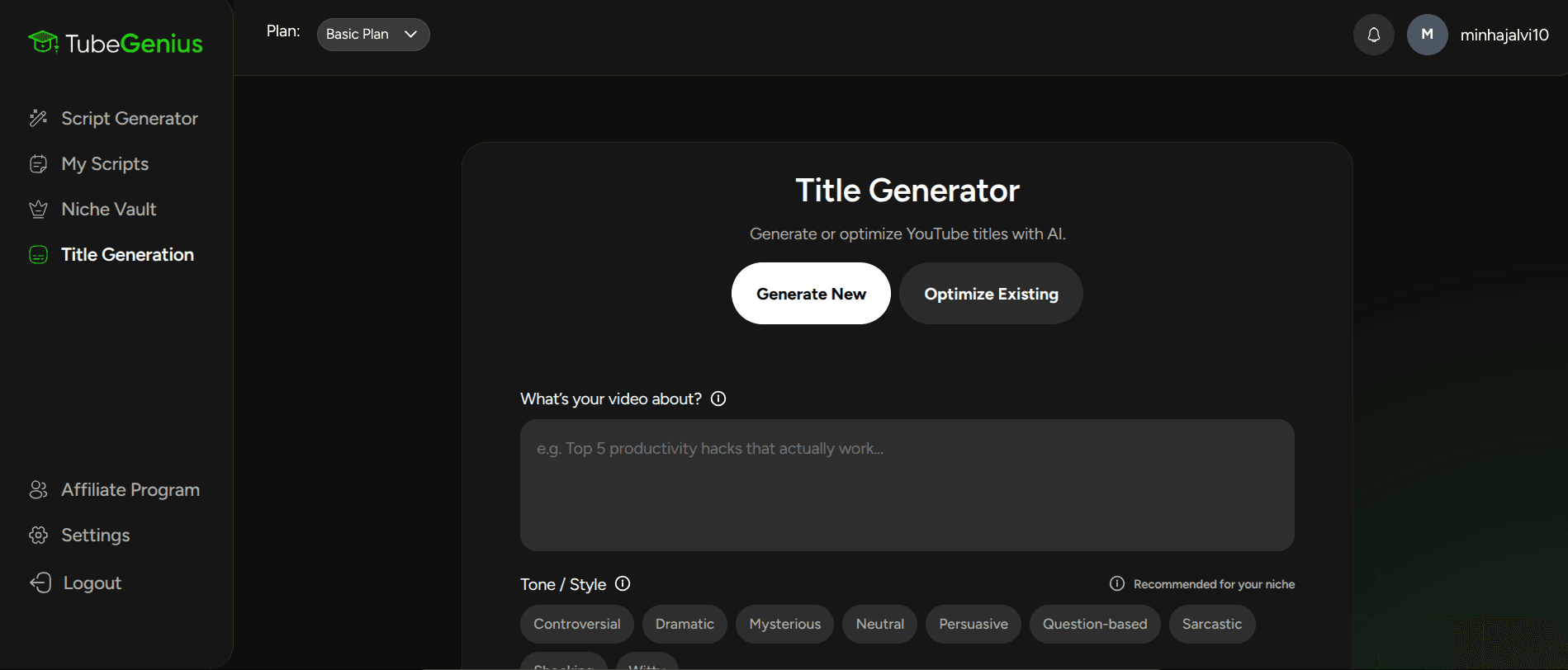 TubeGenius - AI YouTube Scripting screenshot 2